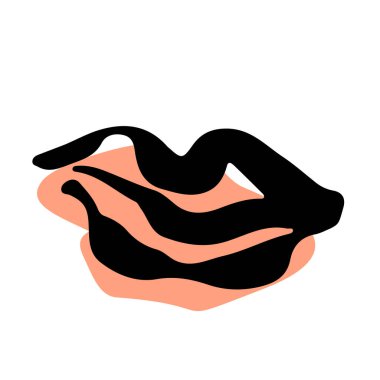 Boya fırçası dudakları okşar. Grunge el kıvrımlı ve dalgalı çizgiler. Suluboya ve mürekkep fırçası dekoratif dokuyu karalıyor.. 