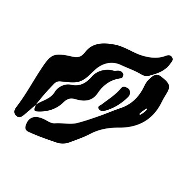 Boya fırçası dudakları okşar. Grunge el kıvrımlı ve dalgalı çizgiler. Suluboya ve mürekkep fırçası dekoratif dokuyu karalıyor.. 