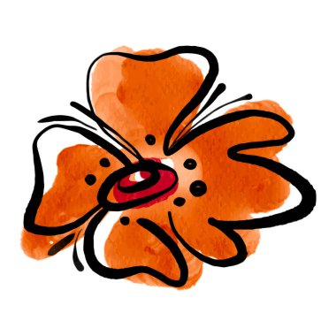 Boho el, çiçeğin minimalist soyut sanat arka planını çiz. Modern Bohem illüstrasyonu