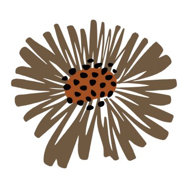 Boho el, çiçeğin minimalist soyut sanat arka planını çiz. Modern Bohem illüstrasyonu