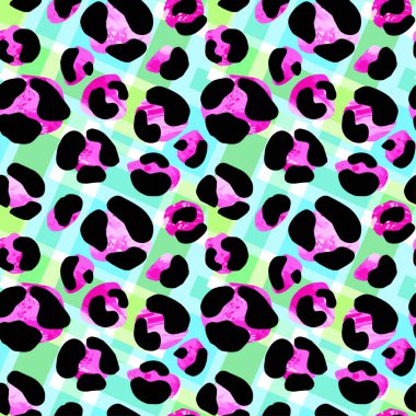 Sorunsuz soyut egzotik hayvan yazdırma. Leopar, zebra, gepard, kaplan çizgili desen. Trendy yinelenen suluboya fotoğraflarda arka plan doku el çekilmiş