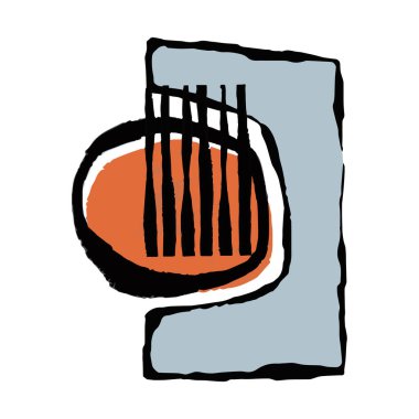 Suluboya soyut moda doğal şekiller yüzyılın ortalarında, karalama boyası fırça darbeleri, boho duvarı ilhamı.