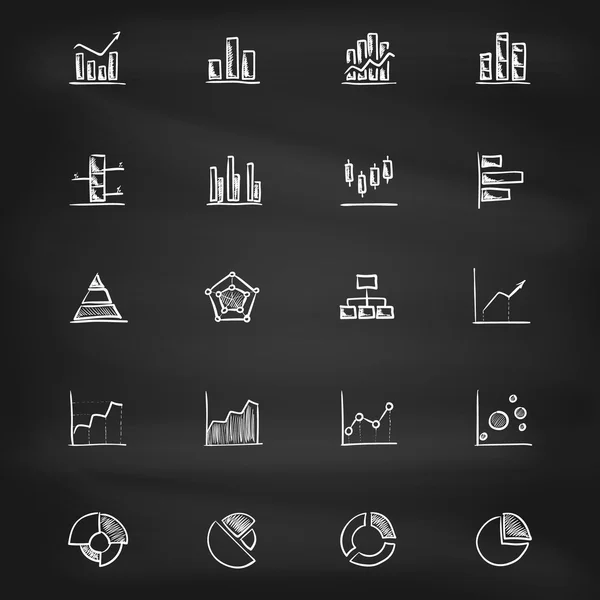 Hand drawn diagram icons on blackboard — Stock Vector
