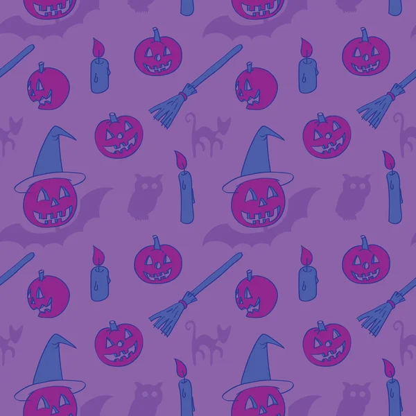 Patrón sin costuras de Halloween en estilo de dibujos animados — Vector de stock