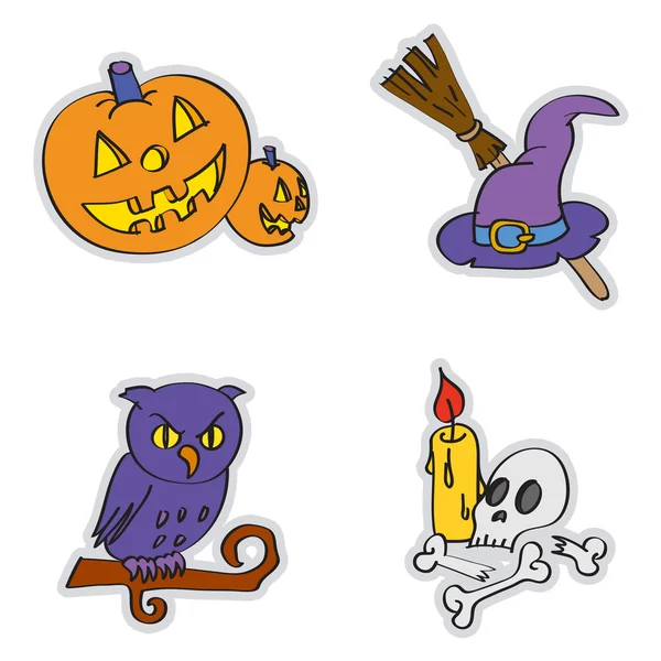 Atrybuty Halloween w stylu cartoon — Wektor stockowy