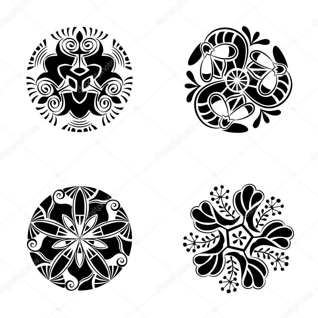 Set of floral decoration elements.