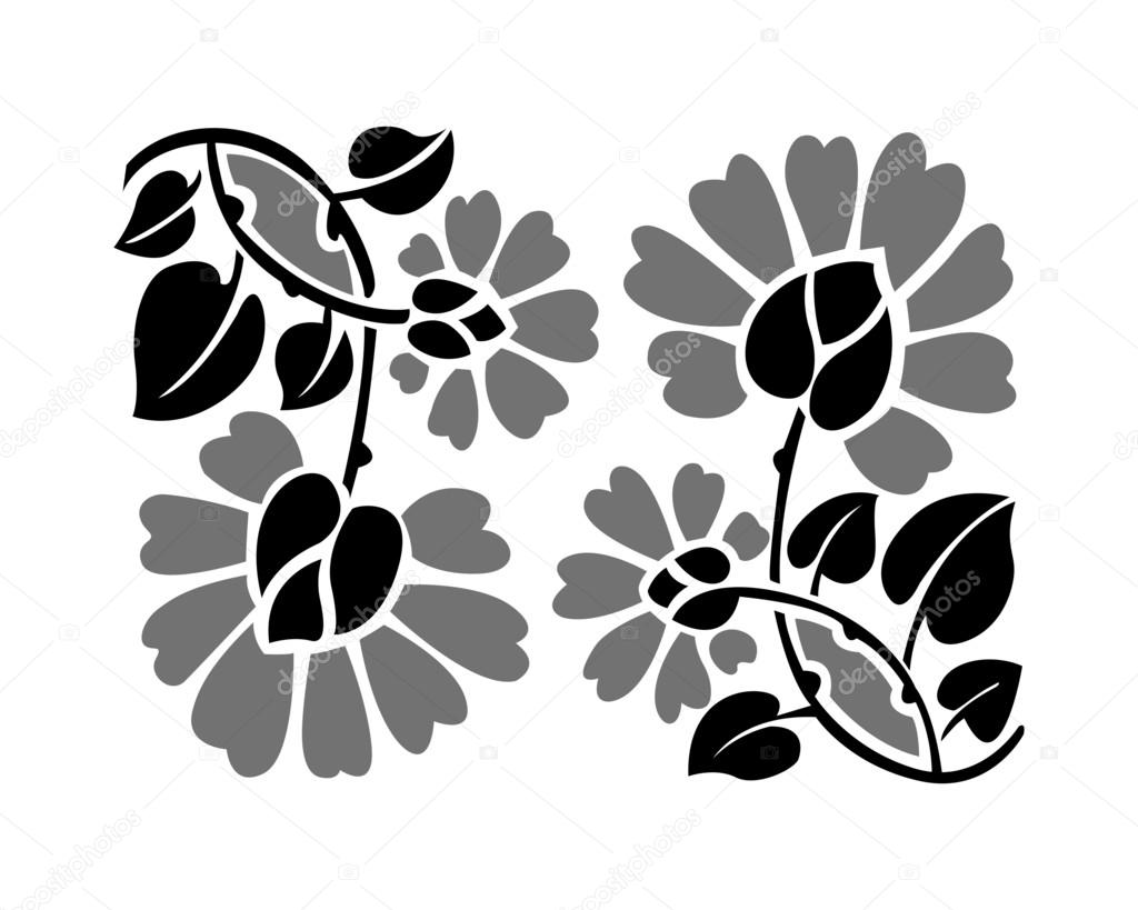 Floral grayscale pattern.