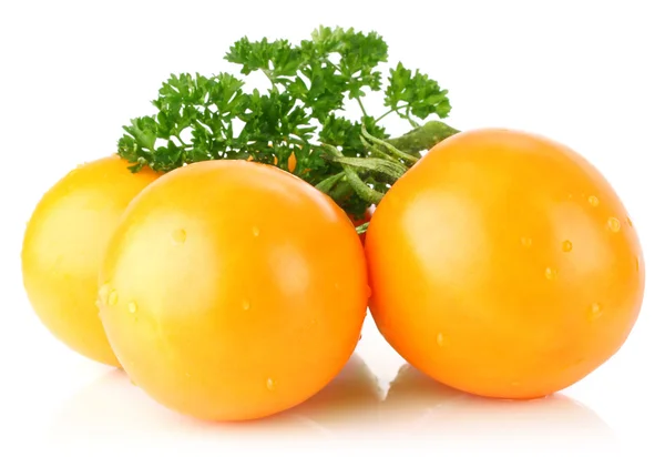 Yellow tomatos with parsley — Stock Photo, Image