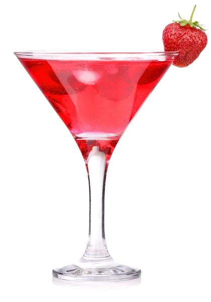 Strawberry cocktail with berry in glass — Stock Photo, Image