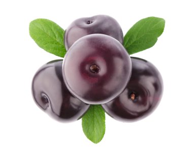 Olgun erik ve yeşil yapraklar