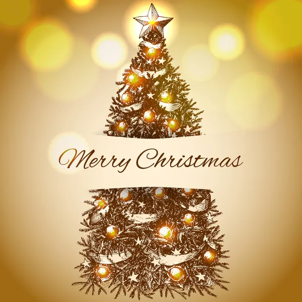Weihnachten handgezeichneter Tannenbaum — Stockvektor