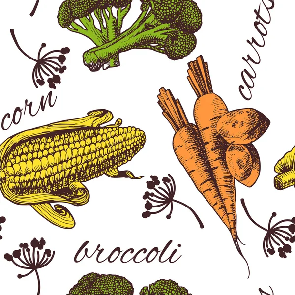 Modèle sans couture avec des légumes — Image vectorielle