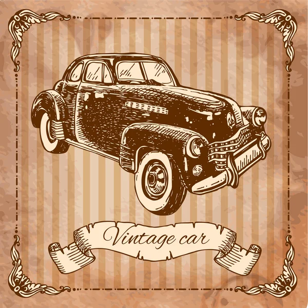 Voiture dans le style de gravure — Image vectorielle