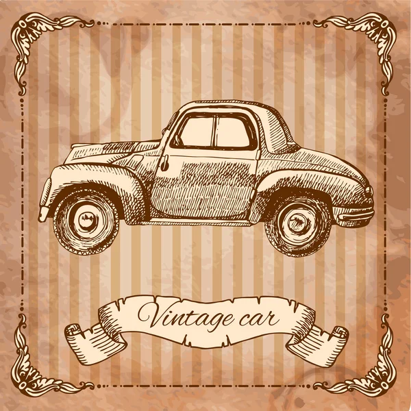 Voiture dans le style de gravure — Image vectorielle