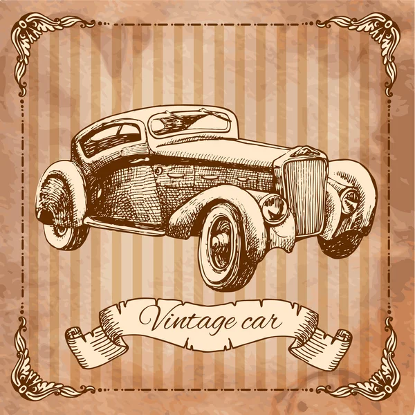 Voiture dans le style de gravure — Image vectorielle