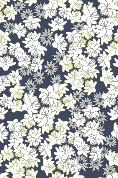 无缝矢量花卉图案上黑的背景 — 图库矢量图片