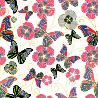 Kelebek ve çiçek sorunsuz arka plan