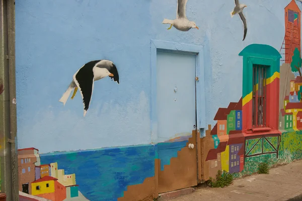 Coloridos murales de Valparaíso — Foto de Stock