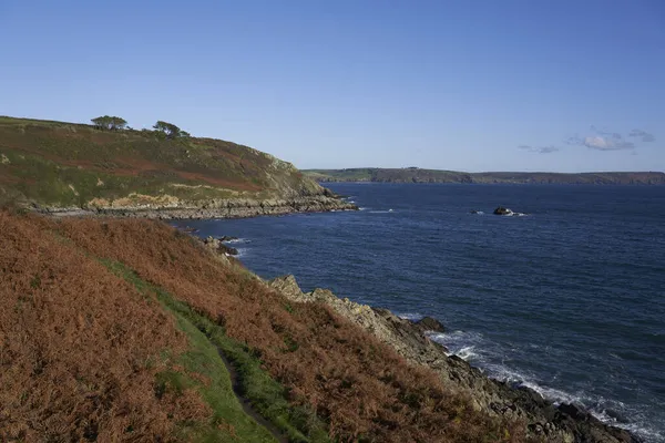 Ngiltere Nin Portloe Çevresindeki Cornwall Güney Kıyısı Boyunca Kıyı Manzarası — Stok fotoğraf
