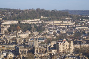 İngiltere 'nin Somerset kentindeki tarihi Dünya Mirası kenti Alexandra Park' tan panoramik manzara 
