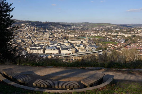 Panoramiczny Widok Zabytkowe Miasto Światowego Dziedzictwa Unesco Bath Somerset Wielka — Zdjęcie stockowe