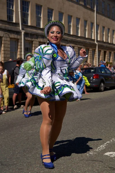 Bath England United Kingdom July 2022 Caporales Dancers Ornate Costumes — Foto de Stock