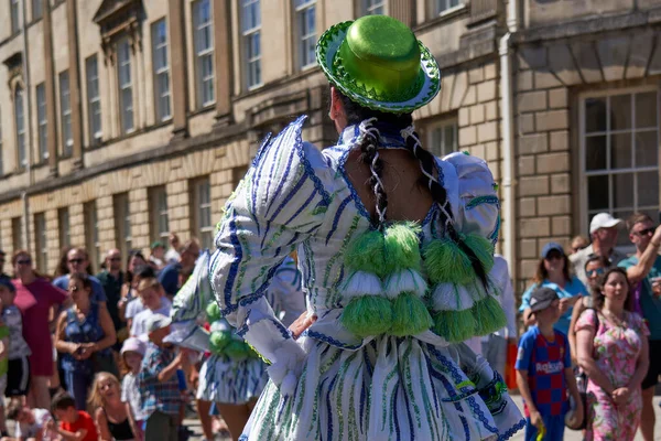 Bath England United Kingdom July 2022 Caporales Dancers Ornate Costumes — Stock Photo, Image