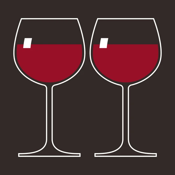 İki kadeh kırmızı şarap. — Stok Vektör