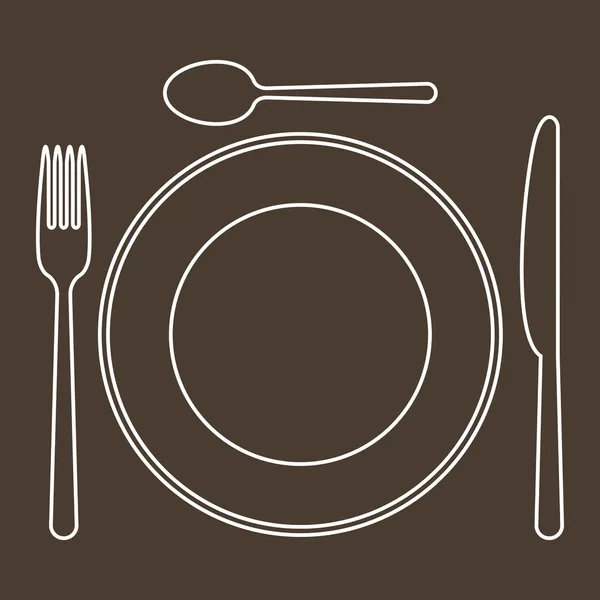 Place setting with plate, knife, spoon and fork — Stock Vector