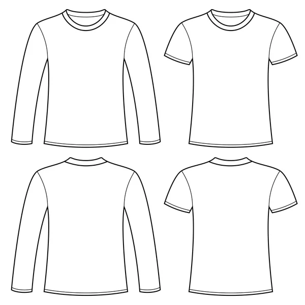 Шаблон футболки и футболки с длинными рукавами Векторная Графика