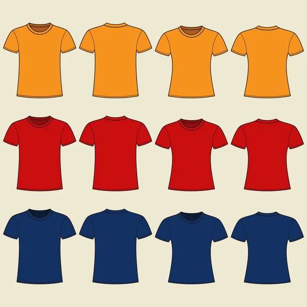 Modelo de t-shirts em branco. Frente e verso —  Vetores de Stock