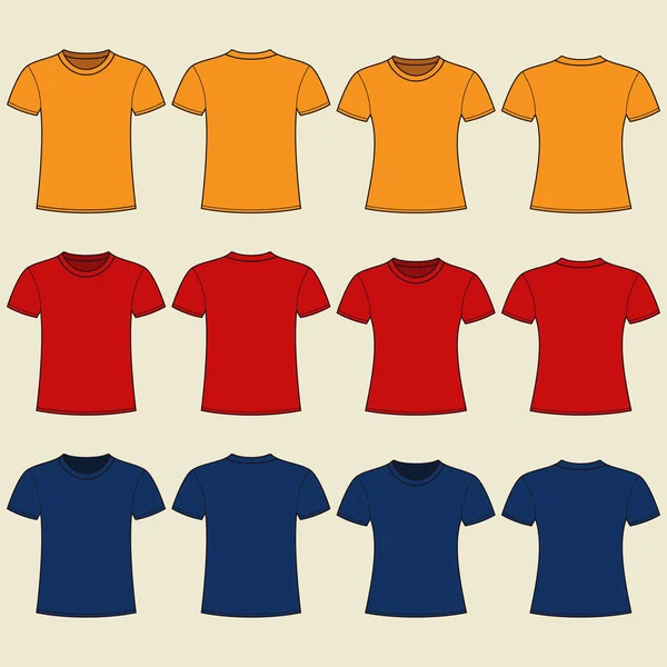 Modèle de t-shirts blancs. Avant et arrière — Image vectorielle