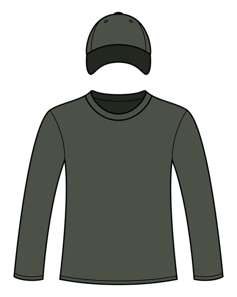 Camiseta de manga larga y plantilla de gorra — Archivo Imágenes Vectoriales