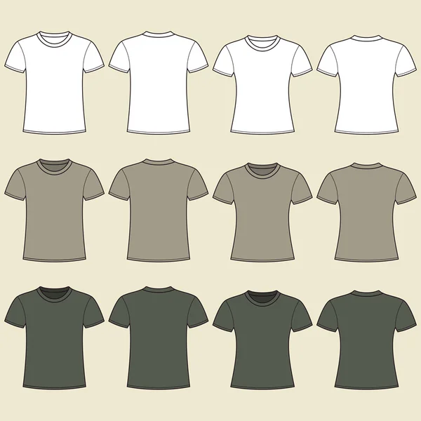 Blank t-shirts template. Front and back — Stock Vector