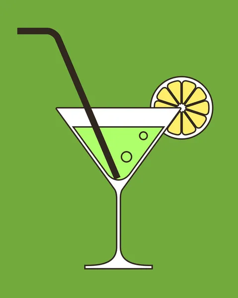 Cóctel con limón y paja para beber — Archivo Imágenes Vectoriales