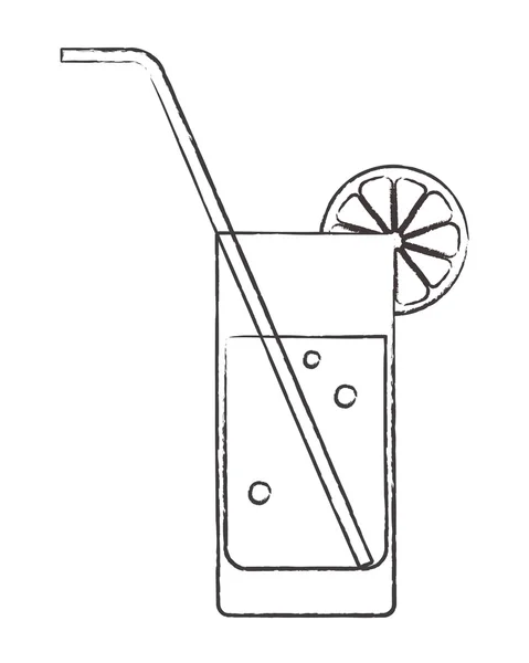 鸡尾酒杯与柠檬和吸管 — 图库矢量图片