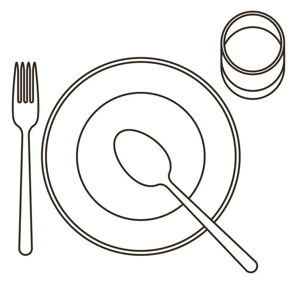 Place setting with plate, spoon, fork and glass — Stock Vector