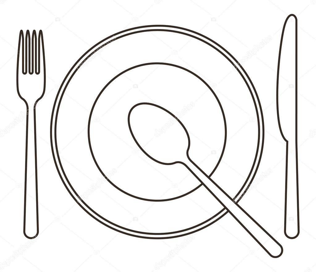Place setting with plate, knife, spoon and fork