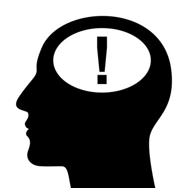 ünlem işareti ile baş silüeti