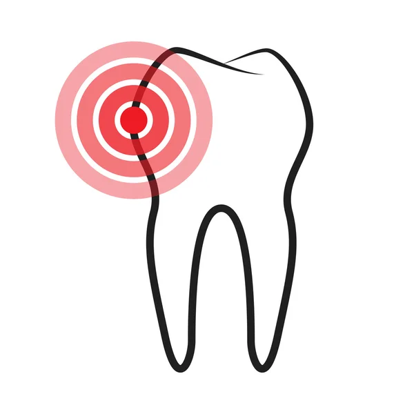 Больной зуб изолирован на белом фоне — стоковый вектор