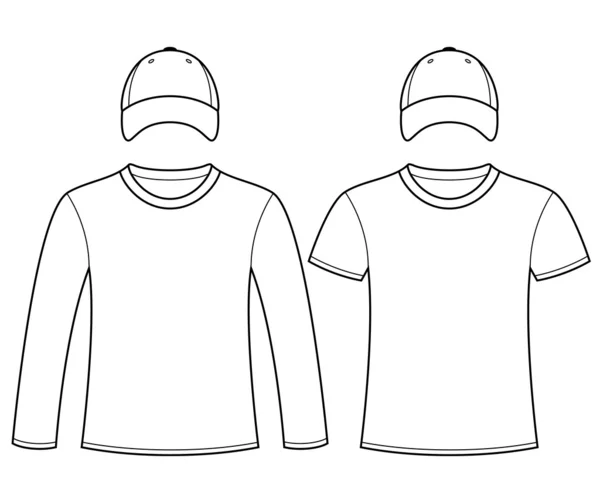 Modèle blanc de t-shirts et casquettes — Image vectorielle