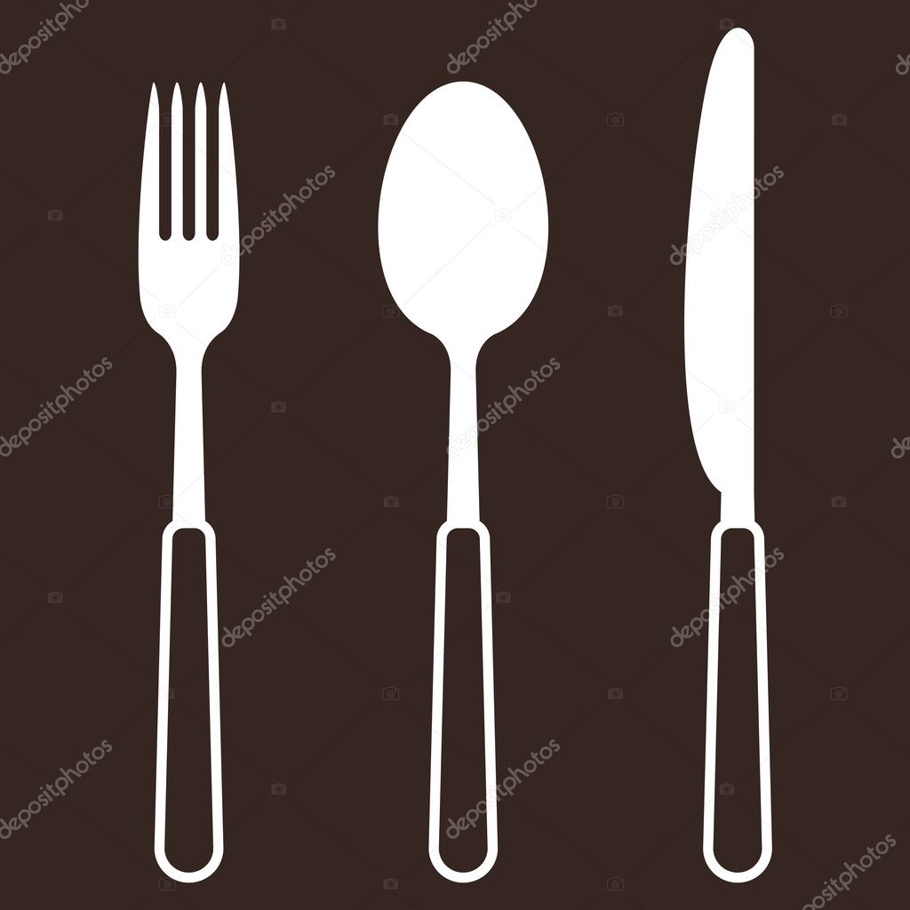 Knife, fork and spoon