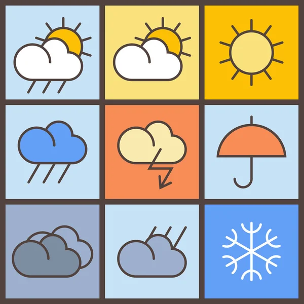 Símbolos meteorológicos coloridos —  Vetores de Stock