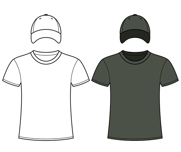 T-shirt blanc et modèle de casquette — Image vectorielle