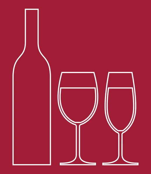 酒瓶和酒眼镜 — 图库矢量图片