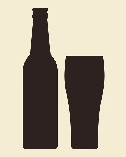 Flasche und Glas Bier - Vektorillustration — Stockvektor