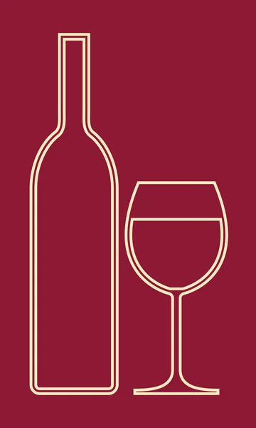 Bicchiere di vino e bottiglia - illustrazione vettoriale — Vettoriale Stock