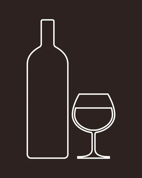 Botella y vaso de alcohol — Vector de stock