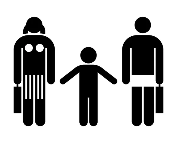 Divorcing couple with kid — Stock Vector
