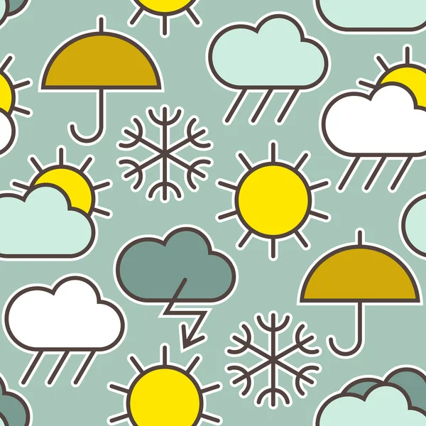 Seamless pattern of weather symbols — Stock Vector